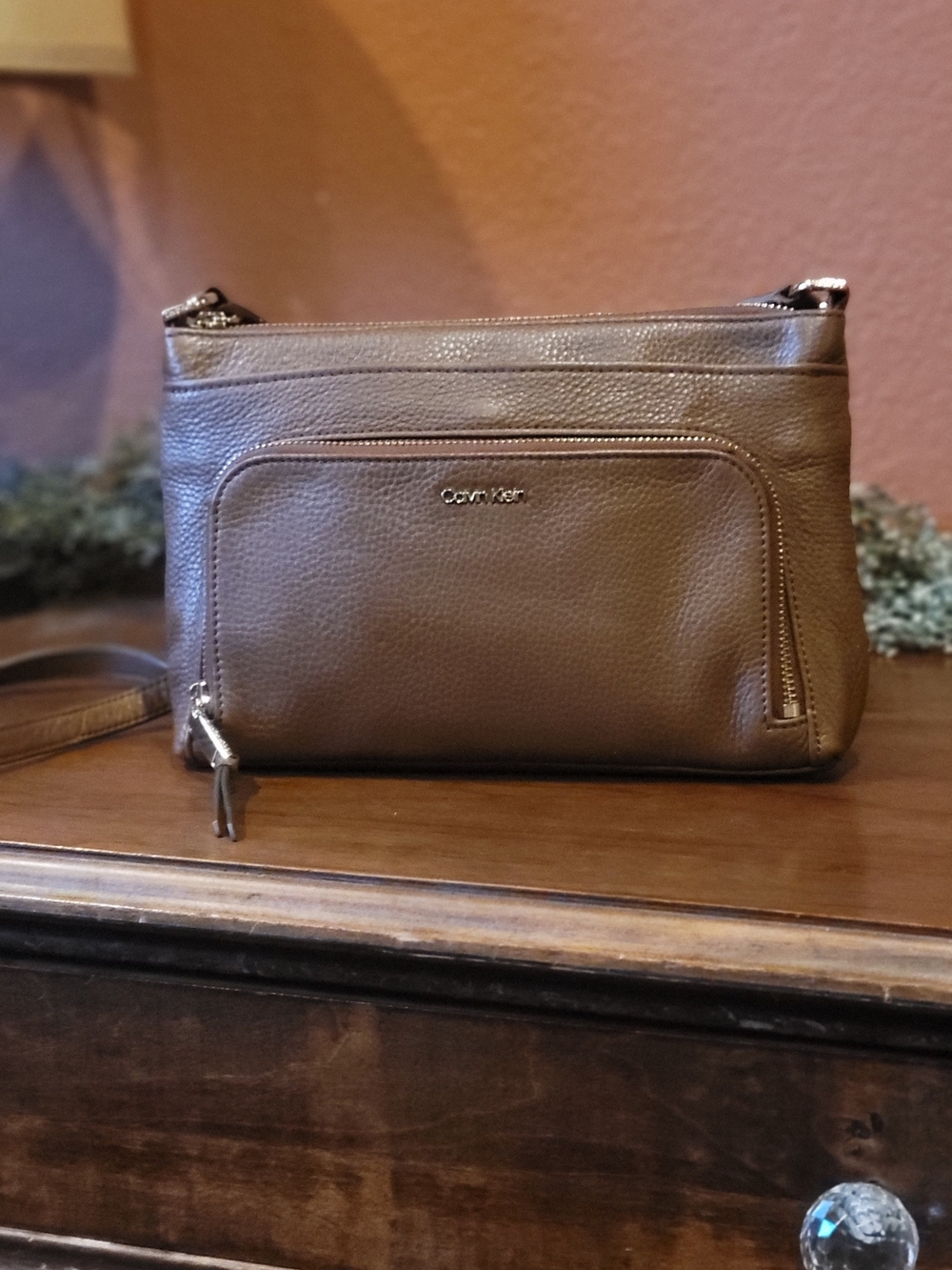 Calvin Klein Brown Leather Crossbody Bag
